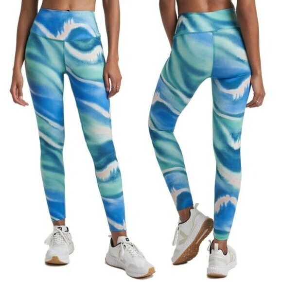 NWT SPLITS5 9 High Waist Moisture Wicking Ultra Soft Wave Print Bardot Leggings - Picture 2 of 7